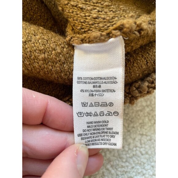 Free People Women's Small Popcorn Cropped Drop Shoulder V-neck Sweater Brown - Picture 6 of 9